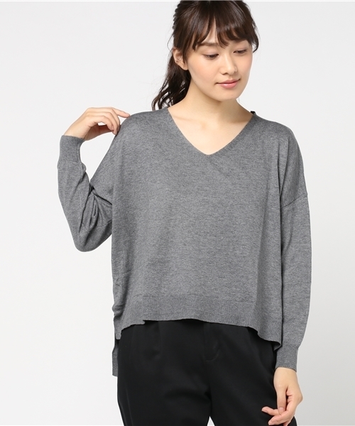 earth music&ecology（アースミュージックアンドエコロジー）の「・快適ニットドロップショルダープルオーバー（ニット/セーター・レディース・ブラック/ダークグリーン/パープル/アイボリー/杢グレー/キャメル・FREE）」の3枚目の写真