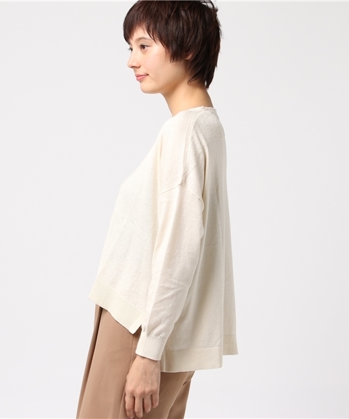 earth music&ecology（アースミュージックアンドエコロジー）の「・快適ニットドロップショルダープルオーバー（ニット/セーター・レディース・ブラック/ダークグリーン/パープル/アイボリー/杢グレー/キャメル・FREE）」の7枚目の写真