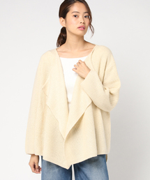 Samansa Mos2 | 片畦ボートネックカーディガン(カーディガン/ボレロ)