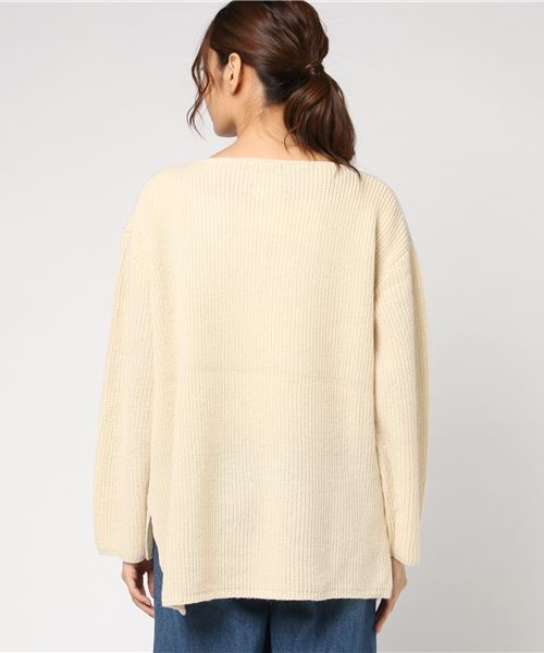 Samansa Mos2（サマンサ モスモス）の「片畦ボートネックカーディガン（カーディガン/ボレロ・レディース・チャコールグレー/ベージュ/グレー/レッド/モカ/キナリ・ﾌﾘ-）」の8枚目の写真