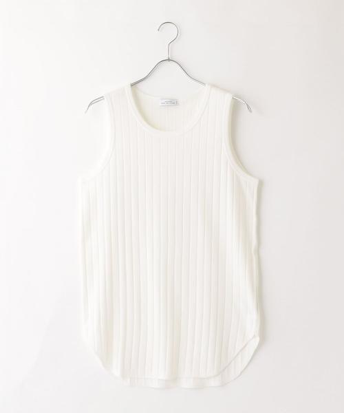 green label relaxing（グリーンレーベルリラクシング）の「ST ワイドリブ ロング タンクトップ ◆（タンクトップ・メンズ・グレー/ホワイト・M/S/L）」の2枚目の写真