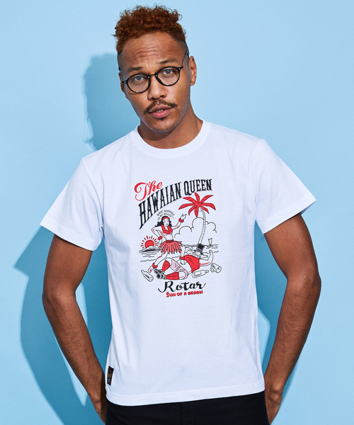 Hawaian Queen Ss Tee Tシャツ プリント ハワイアン Tシャツ カットソー Rotar ローター のファッション通販 Zozotown