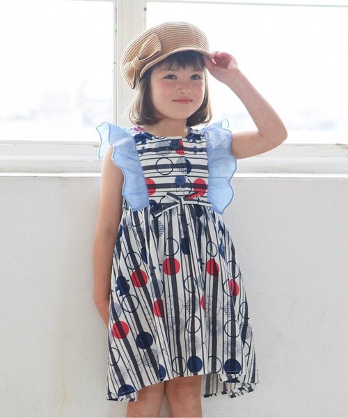apres les cours（アプレレクール）の「トリさんドット肩フリルワンピース（ワンピース・キッズ・ネイビー/イエロー・80/90/100/130/120/110）」の2枚目の写真