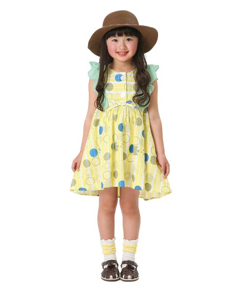 apres les cours（アプレレクール）の「トリさんドット肩フリルワンピース（ワンピース・キッズ・ネイビー/イエロー・80/90/100/130/120/110）」の4枚目の写真