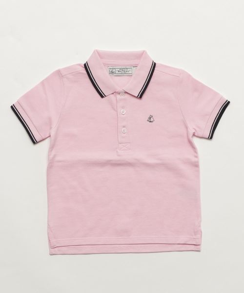 PETIT BATEAU(プチバトー)の「鹿の子編み半袖ポロシャツ(ポロシャツ・キッズ・ライトピンク・3YEAR/4YEAR/5YEAR)」の1枚目の写真