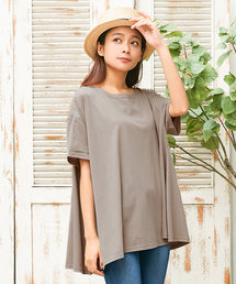 ［UVカット★吸汗速乾］綿コットン100%体型カバービッグシルエットカットソー/Tシャツ/トップス/レディース[C3322]神戸レタス
