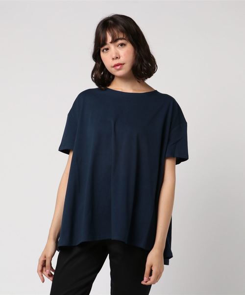 KOBE LETTUCE（コウベレタス）の「［UVカット★吸汗速乾］綿コットン100%体型カバービッグシルエットカットソー/Tシャツ/トップス/レディース[C3322]神戸レタス（Tシャツ/カットソー・レディース・ブラック/ネイビー/オフホワイト/ピンク/ブルー/ホワイト系その他/グレイッシュベージュ・FREE）」の6枚目の写真