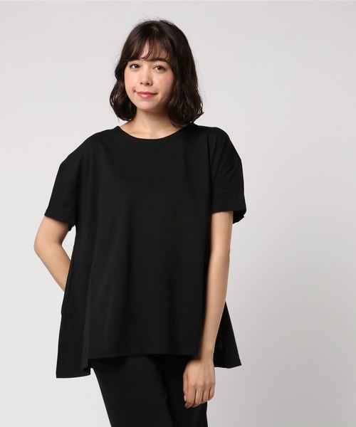 KOBE LETTUCE（コウベレタス）の「［UVカット★吸汗速乾］綿コットン100%体型カバービッグシルエットカットソー/Tシャツ/トップス/レディース[C3322]神戸レタス（Tシャツ/カットソー・レディース・ブラック/ネイビー/オフホワイト/ピンク/ブルー/ホワイト系その他/グレイッシュベージュ・FREE）」の4枚目の写真