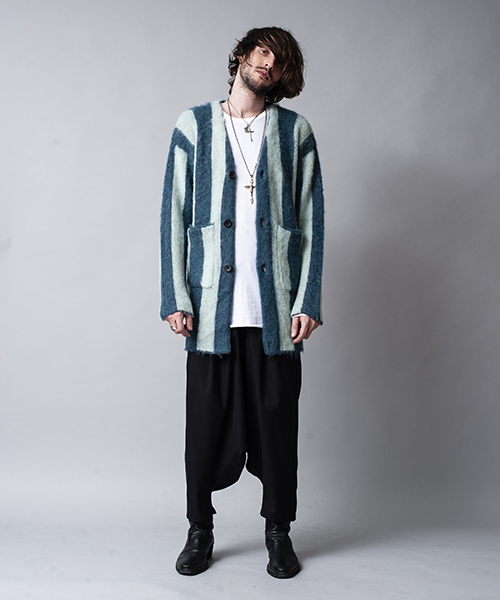 NO ID.（ノーアイディ）の「mcg2286-シャギーＭＩＸニットストライプＪＱカーディガン（カーディガン/ボレロ・メンズ・グリーン/グレー/ブラック・1/2）」の10枚目の写真