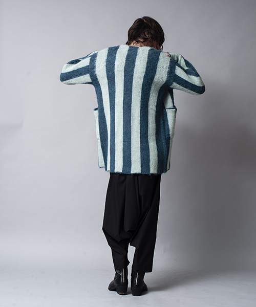 NO ID.（ノーアイディ）の「mcg2286-シャギーＭＩＸニットストライプＪＱカーディガン（カーディガン/ボレロ・メンズ・グリーン/グレー/ブラック・1/2）」の13枚目の写真