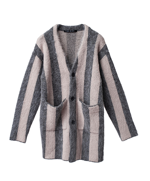 NO ID.（ノーアイディ）の「mcg2286-シャギーＭＩＸニットストライプＪＱカーディガン（カーディガン/ボレロ・メンズ・グリーン/グレー/ブラック・1/2）」の14枚目の写真