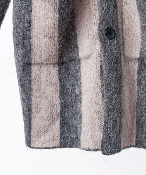 NO ID.（ノーアイディ）の「mcg2286-シャギーＭＩＸニットストライプＪＱカーディガン（カーディガン/ボレロ・メンズ・グリーン/グレー/ブラック・1/2）」の18枚目の写真