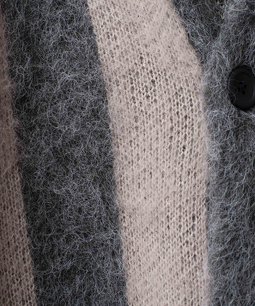 NO ID.（ノーアイディ）の「mcg2286-シャギーＭＩＸニットストライプＪＱカーディガン（カーディガン/ボレロ・メンズ・グリーン/グレー/ブラック・1/2）」の19枚目の写真