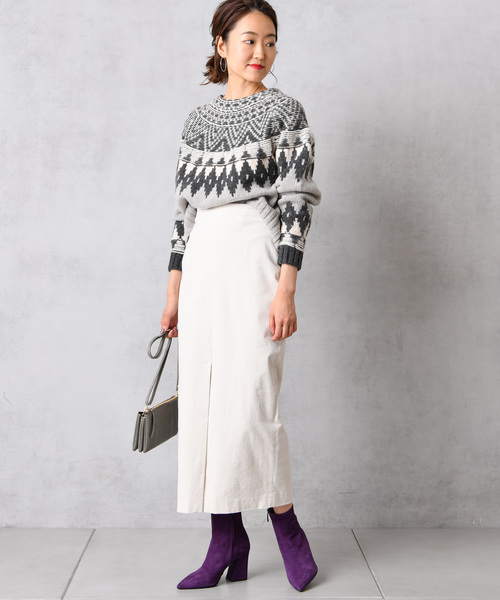 DouDou（ドゥドゥ）の「ジャガードニット（ニット/セーター・レディース・ブラック/グレー・FREE）」の3枚目の写真