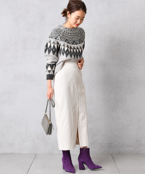 DouDou（ドゥドゥ）の「ジャガードニット（ニット/セーター・レディース・ブラック/グレー・FREE）」の5枚目の写真