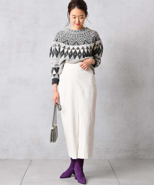 DouDou（ドゥドゥ）の「ジャガードニット（ニット/セーター・レディース・ブラック/グレー・FREE）」の6枚目の写真