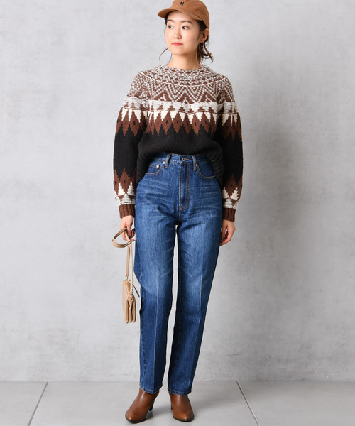 DouDou（ドゥドゥ）の「ジャガードニット（ニット/セーター・レディース・ブラック/グレー・FREE）」の7枚目の写真