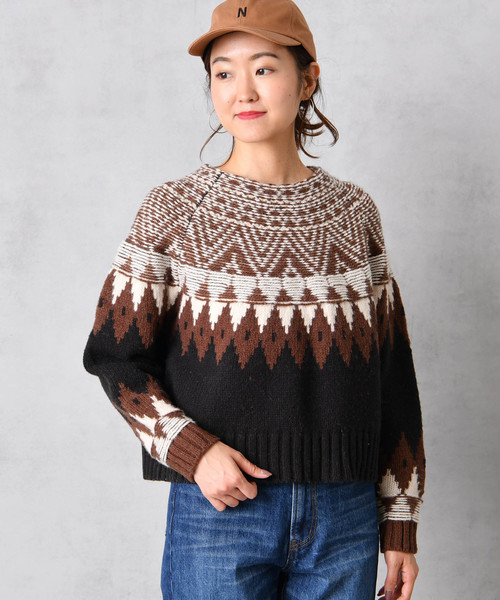 DouDou（ドゥドゥ）の「ジャガードニット（ニット/セーター・レディース・ブラック/グレー・FREE）」の11枚目の写真