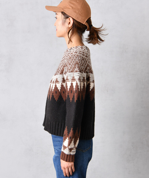 DouDou（ドゥドゥ）の「ジャガードニット（ニット/セーター・レディース・ブラック/グレー・FREE）」の12枚目の写真