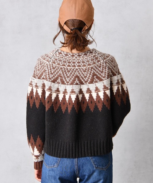 DouDou（ドゥドゥ）の「ジャガードニット（ニット/セーター・レディース・ブラック/グレー・FREE）」の13枚目の写真