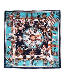 Julia Boutique | 90×90サイズ・ヴィンテージ風サテン生地スカーフ・バンダナ・ストール/100011(バンダナ/スカーフ)