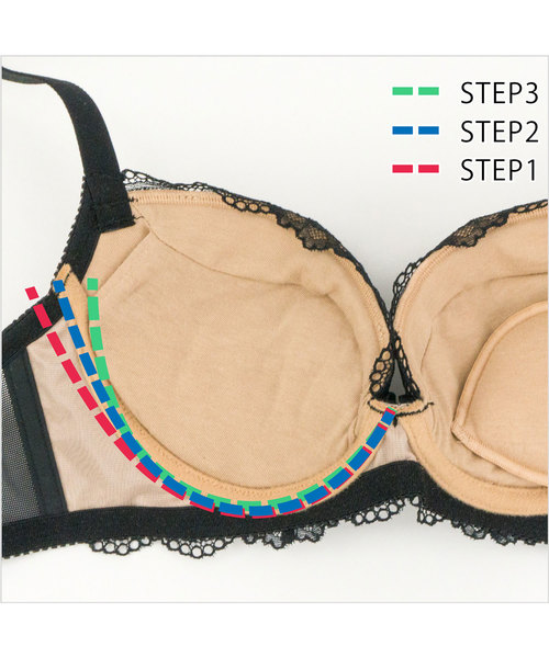 BRADELIS NEWYORK（ブラデリスニューヨーク）の「育乳STEP2　カイリーブラ　【3ステップでバストを育てるブラジャー　ステップ2　"寄せる"】（ブラジャー・レディース・ブラック/モカ/ラベンダー・B70/C70/D70/B75/C65/C75/D65/D75/E65/E70/E75/F65/F70/F75/E80/F80/G70/G75/G80）」の19枚目の写真