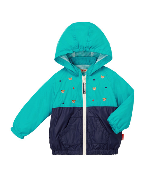 MIKI HOUSE(ミキハウス)の「プチ刺繍入りウィンドブレーカー(ナイロンジャケット)」|グリーン