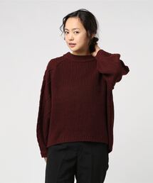 袖切り替え編みニット