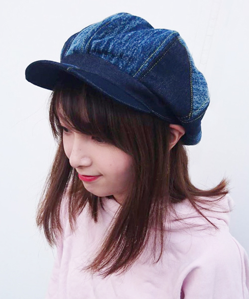 Ruben(ルーベン)の「デニムパッチワーク キャスケット(キャスケット・レディース・ネイビー/ブラック・FREE)」の6枚目の写真
