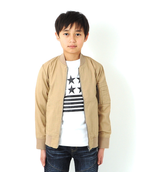 GLAZOS（グラソス）の「コットンツイルMA-1ジャケット（MA-1・キッズ・ベージュ/ネイビー・130cm/140cm/150cm/160cm）」の2枚目の写真