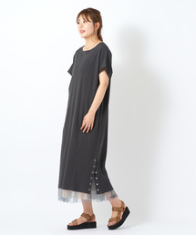 DISCOAT | ワッフル裾スリットリングドットワンピース(ワンピース)