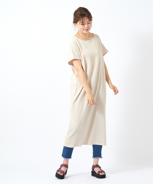 DISCOAT（ディスコート）の「ワッフル裾スリットリングドットワンピース（ワンピース・レディース・チャコールグレー/グリーン/アイボリー・FREE）」の14枚目の写真