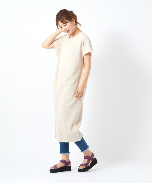 DISCOAT（ディスコート）の「ワッフル裾スリットリングドットワンピース（ワンピース・レディース・チャコールグレー/グリーン/アイボリー・FREE）」の8枚目の写真