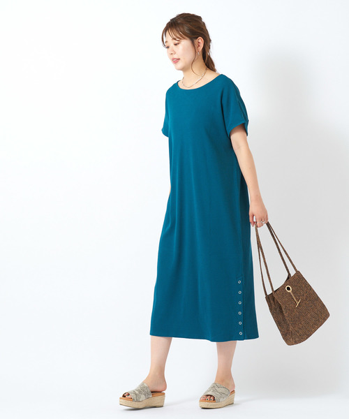 DISCOAT（ディスコート）の「ワッフル裾スリットリングドットワンピース（ワンピース・レディース・チャコールグレー/グリーン/アイボリー・FREE）」の10枚目の写真