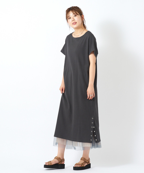 DISCOAT（ディスコート）の「ワッフル裾スリットリングドットワンピース（ワンピース・レディース・チャコールグレー/グリーン/アイボリー・FREE）」の12枚目の写真