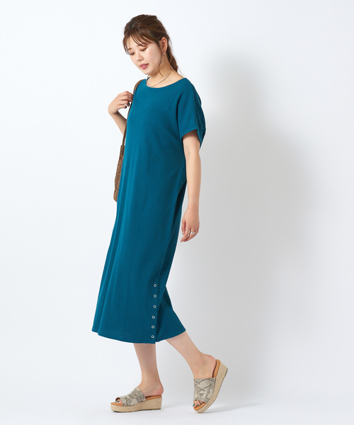 DISCOAT（ディスコート）の「ワッフル裾スリットリングドットワンピース（ワンピース・レディース・チャコールグレー/グリーン/アイボリー・FREE）」の18枚目の写真