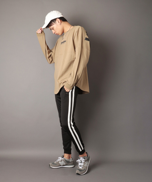 SUGGESTION(サジェッション)の「【SUGGESTION】バックロゴプリント ビッグシルエットロングスリーブTシャツ(Tシャツ/カットソー・メンズ・ブラック/ベージュ/パープル/オフホワイト/オレンジ・M/L)」の16枚目の写真