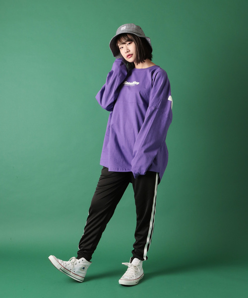 SUGGESTION(サジェッション)の「【SUGGESTION】バックロゴプリント ビッグシルエットロングスリーブTシャツ(Tシャツ/カットソー・メンズ・ブラック/ベージュ/パープル/オフホワイト/オレンジ・M/L)」の15枚目の写真