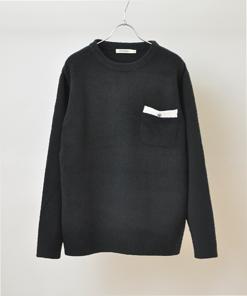 Hub&Spoke（ハブアンドスポーク）の「ラインポケットシャギーニット（ニット/セーター・メンズ・ブラック/ブラウン/サックスブルー・MEDIUM/LARGE）」の2枚目の写真