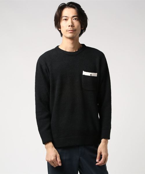 Hub&Spoke（ハブアンドスポーク）の「ラインポケットシャギーニット（ニット/セーター・メンズ・ブラック/ブラウン/サックスブルー・MEDIUM/LARGE）」の6枚目の写真