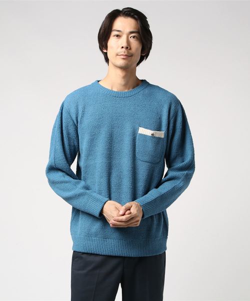 Hub&Spoke（ハブアンドスポーク）の「ラインポケットシャギーニット（ニット/セーター・メンズ・ブラック/ブラウン/サックスブルー・MEDIUM/LARGE）」の8枚目の写真