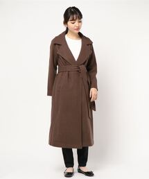 ビッグカラーベルト付きロングコート
