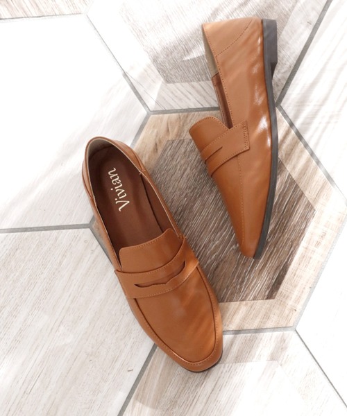 VIVIAN（ヴィヴィアン）の「スクエアトゥローファーバブーシュ（ローファー・レディース・ホワイト/ブラック/ベージュ/キャメル/ダークブラウン・LL/S/M/L/XL）」の5枚目の写真