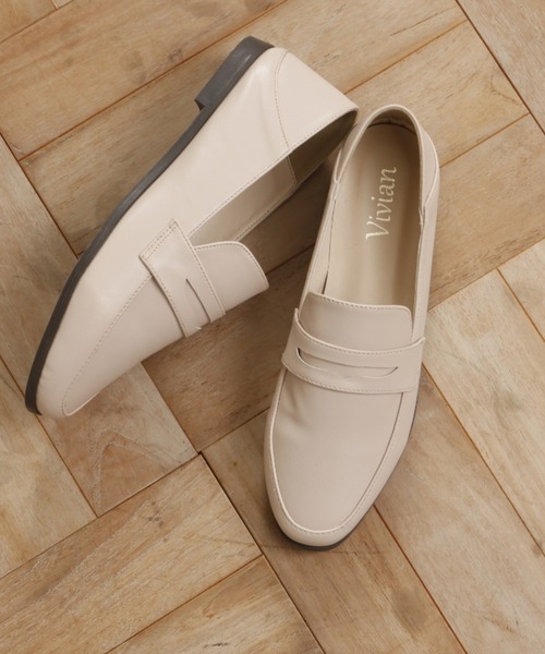 VIVIAN（ヴィヴィアン）の「スクエアトゥローファーバブーシュ（ローファー・レディース・ホワイト/ブラック/ベージュ/キャメル/ダークブラウン・LL/S/M/L/XL）」の18枚目の写真