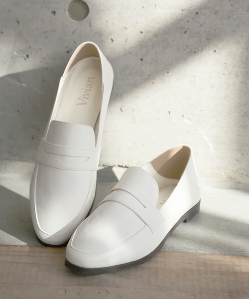 VIVIAN（ヴィヴィアン）の「スクエアトゥローファーバブーシュ（ローファー・レディース・ホワイト/ブラック/ベージュ/キャメル/ダークブラウン・LL/S/M/L/XL）」の6枚目の写真