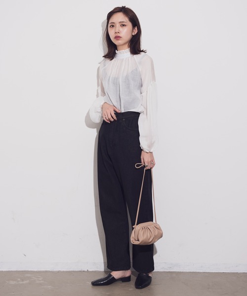 Aunt Marie's（アントマリーズ）の「AUNT MARIE'S シアーハイネックボリュームブラウス（シャツ/ブラウス・レディース・ホワイト/ベージュ・FREE）」の6枚目の写真