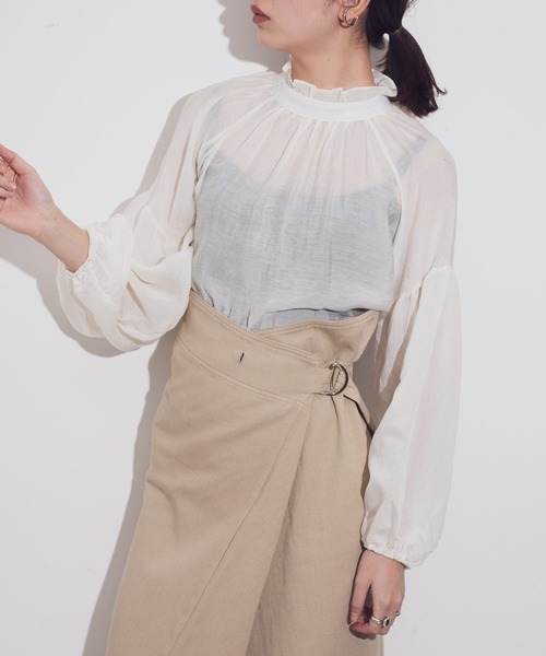 Aunt Marie's（アントマリーズ）の「AUNT MARIE'S シアーハイネックボリュームブラウス（シャツ/ブラウス・レディース・ホワイト/ベージュ・FREE）」の11枚目の写真