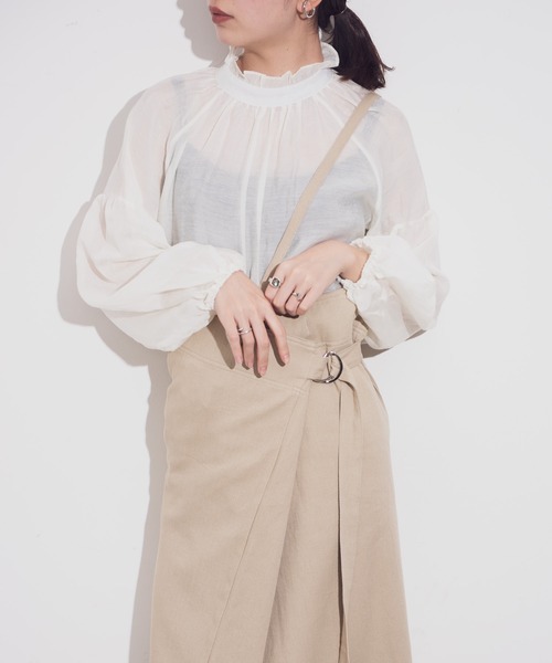 Aunt Marie's（アントマリーズ）の「AUNT MARIE'S シアーハイネックボリュームブラウス（シャツ/ブラウス・レディース・ホワイト/ベージュ・FREE）」の20枚目の写真