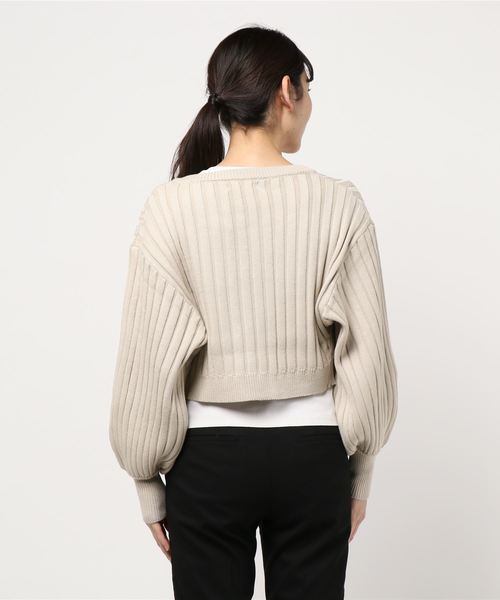 Eimee Law（エイミーロウ）の「Eimee Law ロゴテープショートカーディガン（カーディガン/ボレロ・レディース・ライトグレー/ベージュ/グリーン・M）」の5枚目の写真