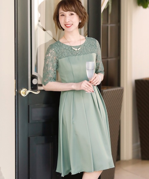 PourVous(プールヴー)の「ワンピースドレス 七分袖 と ミニ丈 フェミニンセレモニー フォーマル オケージョンドレス 結婚式 お呼ばれ 二次会 成人式 (ドレス・レディース・ボルドー/ブルーグレー/ミント/ネイビー・M)」の8枚目の写真